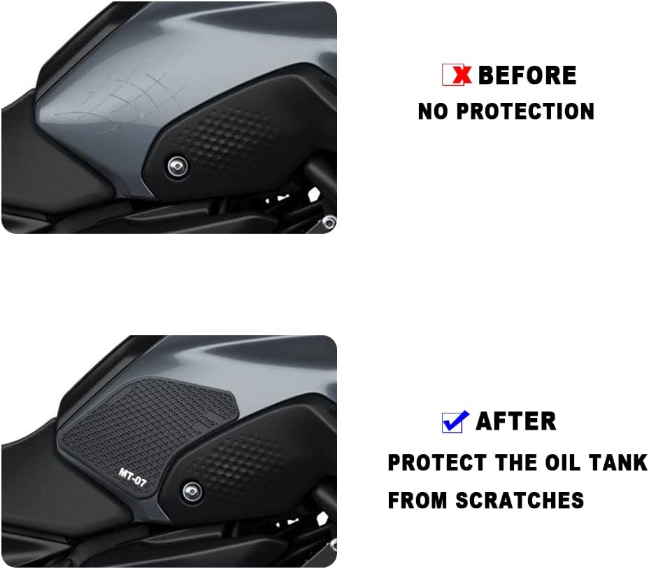 Motorcycle Gas Tank Protectors for MT 07, Non-Slip Fuel Tank Sticker, Waterproof Fuel Tank Side Traction Pad for MT-07 MT07 MT 07 2021 2022