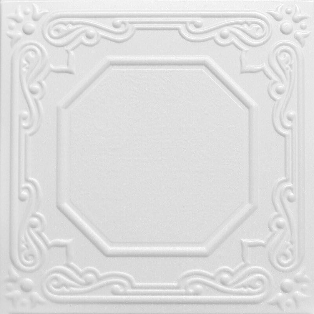 À LA MAISON CEILINGS R32C Topkapi Palace Foam Glue-up Ceiling Tile (21.6 sq. ft./Case), Pack of 8, Plain White