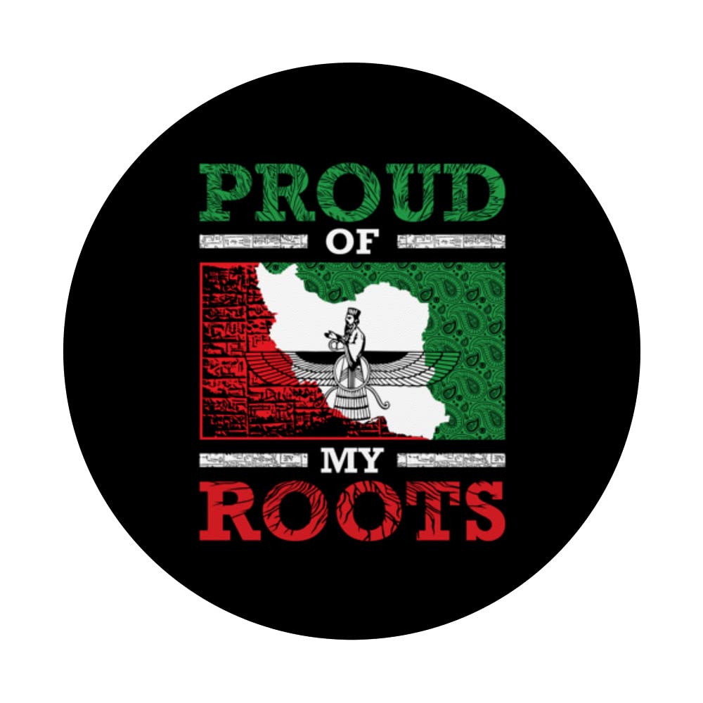 Iran Iranian Persian Irani Flag Iran Roots Farsi Irani Iran PopSockets Swappable PopGrip, Black - Image 3