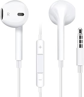XNMOA Wired Earbuds with Microphone,3.5mm Wired Earphones,in-Ear Wired Headphones HiFi Stereo,3.5mm Headphone Jack, Compatible with iPhone, iPad, Android, Computer Most with 3.5mm Jack,White