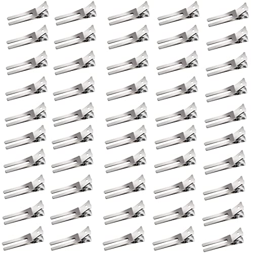 50 Stück Locken-Klammern, 4,5 cm, Abteilklammern Haarklammer Volumen Clips Frisur Doppel Zinken Pin Curl Einstellung Abschnitt Haarspangen, DIY Styling Clips für Friseursalon, Barber Cover