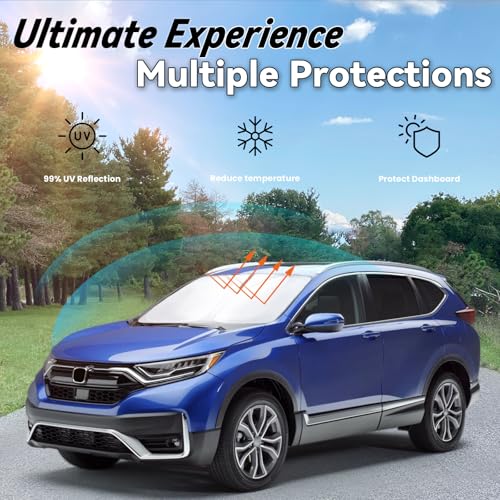 Image of Windshield Sun Shade for 2021-2023 Volkswagen ID.4, Car Front Window Sunshade with 240T Sun Visor Protector Blocks UV Rays Heat Sun Shield Accessories