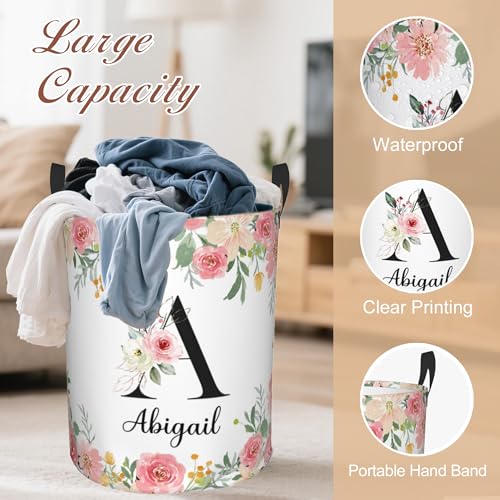 Image of Custom Name Laundry Hamper, Personalized Laundry Basket with Name for Boys Girls Kids Men Women, Customized Name Dirty Clothes Basket Gifts for Clothes Toy Bathroom Bedroom Laundry Room Dorm