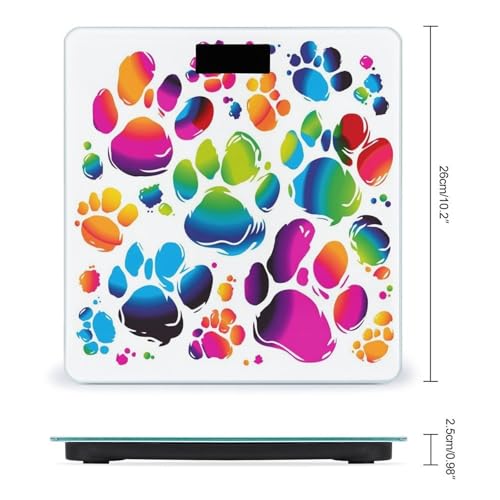 Balanza digital para baño con diseño patas de perro coloridas miniatura 2
