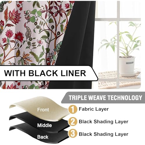Image of Cloth Fusion Printed 100% Blackout Door Curtains 7 Feet Long Set of 2, Room Darkening Parda with Stainless Steel Grommets for Home Decor (7x4.5 Feet, Ivory Dream)