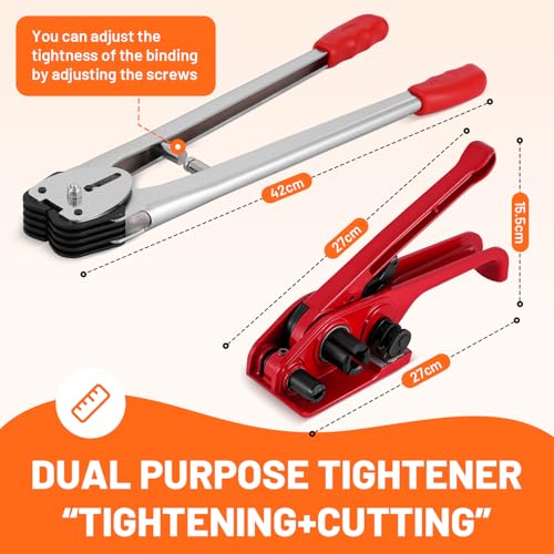 BAOSHISHAN Tragbare Manuelle Umreifungsset mit Verschließer(40cm Tragbare), 500m PP-Verpackungsbänder, Metallsiegel ×100, Kantenschutzwinkel ×20