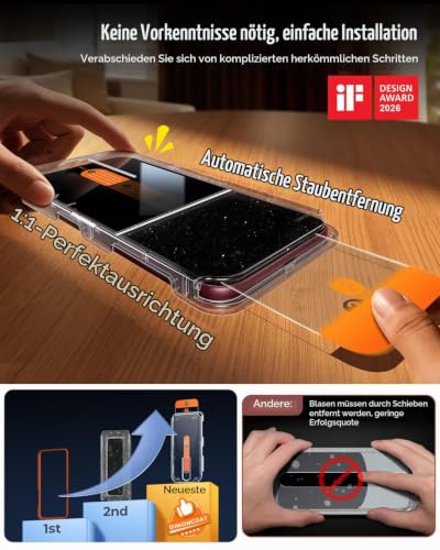 DIMONCOAT für iPhone 18 Pro für Panzerglas TOP 9H+ Sturzschutz, 2 Stück – Ansicht 2