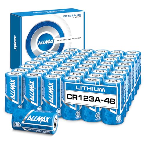 Baterías de Litio Allmax CR123A (48 ud.): máxima duración, a Prueba de Fugas, Vida útil de 10 años, cámaras Digitales y Sistemas de Seguridad inalámbricos - 3V