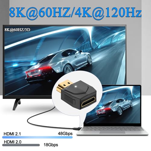 Adaptador HDMI a Mini HDMI 8K QIANRENON, Pack 2 piezas miniatura 3