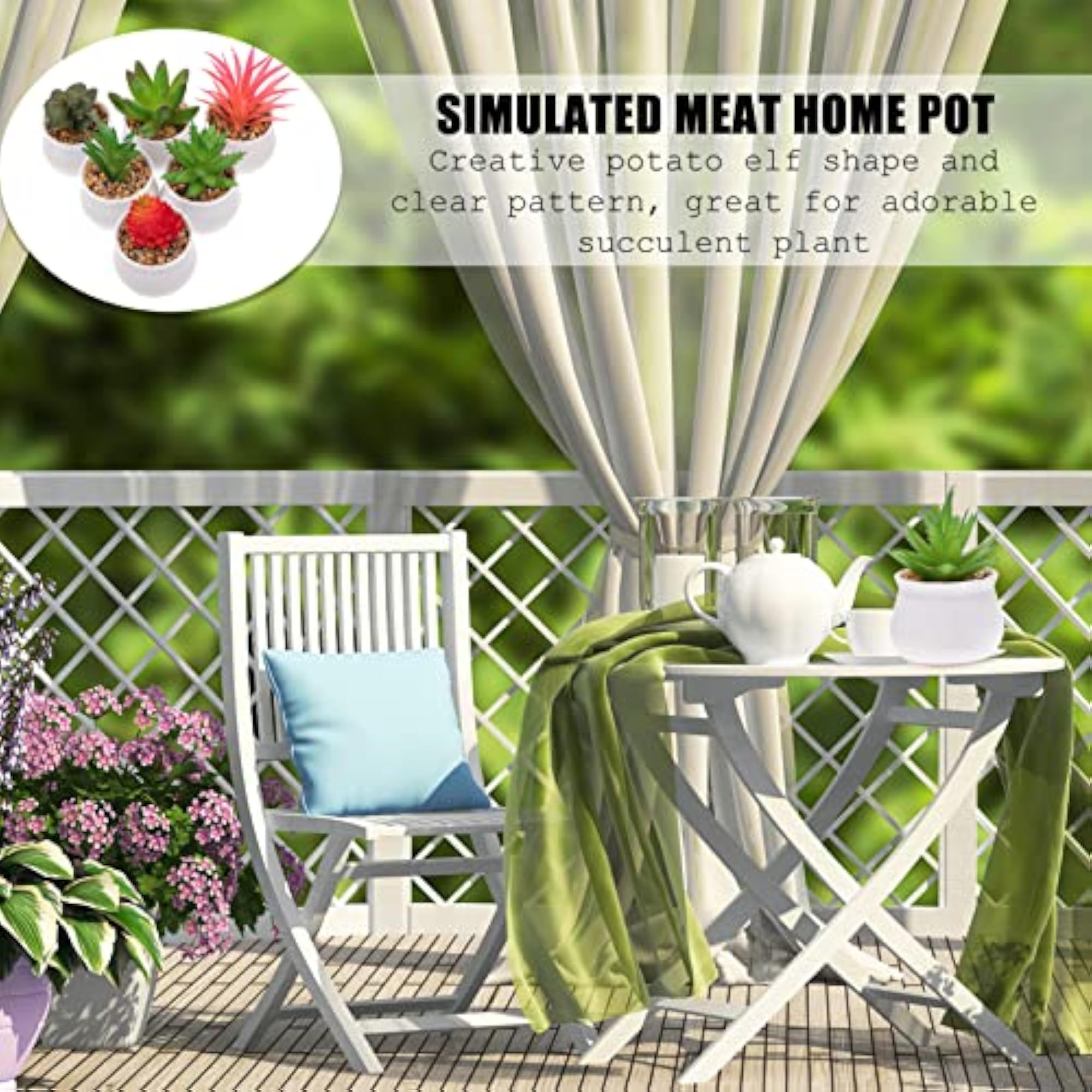 6Pcs Mini Potted Artificial Succulent Plant Decor