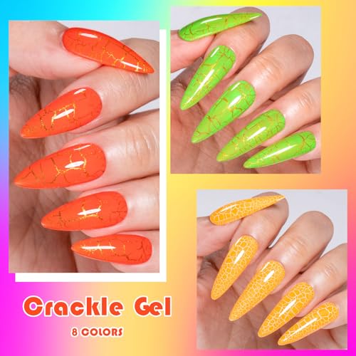 Set de Esmaltes Gel para Uñas MEET ACROSS 3D Crackle 8 piezas miniatura 2