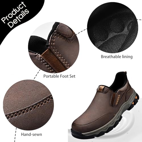 Enjerr Orthopedic Balance Shoes for Men Balance Arch Support Loafers Hands-Free Genuine Leather Slip on Round Toe Loafer Comfortable Travel Working Walking Indoors Out Hiking Shoes4