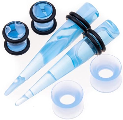 Miniatura 2 de Juego de 50 piezas de estiramiento de oreja 14 calibres 00 pendientes de mármol acrílico cónico piercing conjuntos de joyería