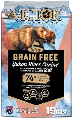 VICTOR Super Premium Dog Food – Grain Free Yukon River Canine – Supports Immune & Digestive Health for Dogs of All Life Stages – High Protein Dry Dog Food for All Normally Active Dogs, 15 lb