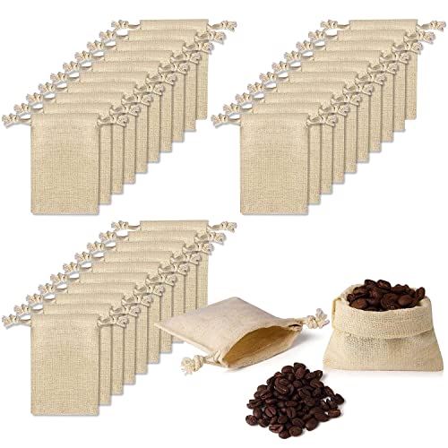 JIAKAI Pack of 30pcs 3x3.7Inch Double Drawstring Cotton Cloth Bag for Small Jewelry Bracelet Beads Spice Gift Bags