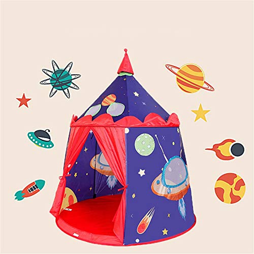 Play Tipi Tent Kinderen Indoor Speelhuis Kosmisch Kasteel Tent Opvouwbare Katoenen Canvas Tipi Fotografie Tipi Met Draagtas Voor Meisjes Jongens Baby's Peuter (Kleur: Blauw Rood, Maat: Zoals getoond) - Afbeelding 5