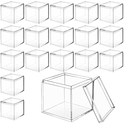 CHENGU 18 Pack Acrylic Boxes Clear Acrylic Cube Small Square Storage Box Acrylic Box with Lid Acrylic Display Box Small Container Clear Candy Cubes for Candy Jewelry Display(2.2 x 2.2 x 2.2 Inch) Cover