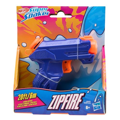 Image of Nerf Super Soaker ZipFire Water Blaster - Blue | 97ml Water Tank | Water Blast Range - 20 feet | Pichkari for Outdoor Water Games | Branded Toy Pichkari for Holi Festival | for Kids 6+