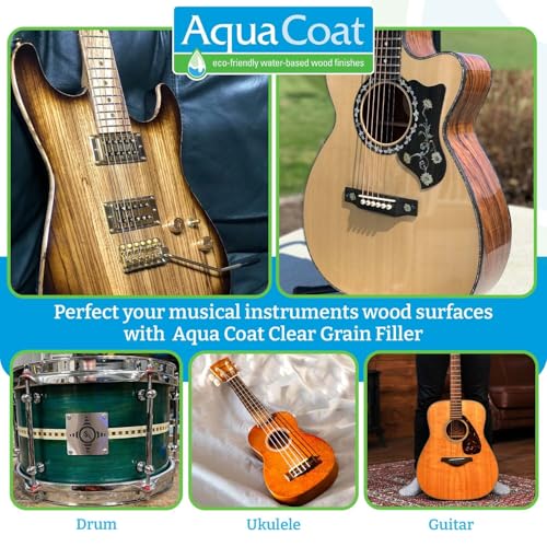 Image of Aqua Coat Water-Based Clear Wood Grain Filler Gel, Fast-Drying, Low Odor, Low VOC, Sandable, Stainable & Paintable, Easy Water Cleanup, Glossy Finish, 16 oz