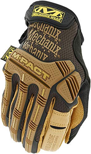 Guantes de piel Mechanix Wear M-Pact® de alta resistencia en negro y marrón