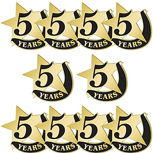 5 Years Award Pin, 5 Years Of Service Pins, Sold In Packs Of 10