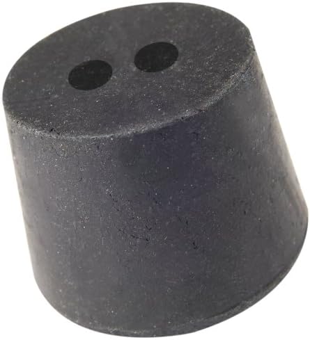 Plasticoid I6--M292 Black Rubber Two-Hole Stopper, 32mm Top Diameter, 26mm Bottom Diameter, 6 Size, 25mm Length