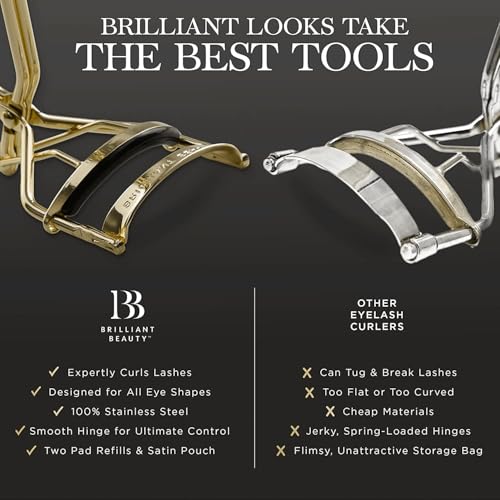 image for Brilliant Beauty Eyelash Curler with Satin Bag & Refill Pads - Award W