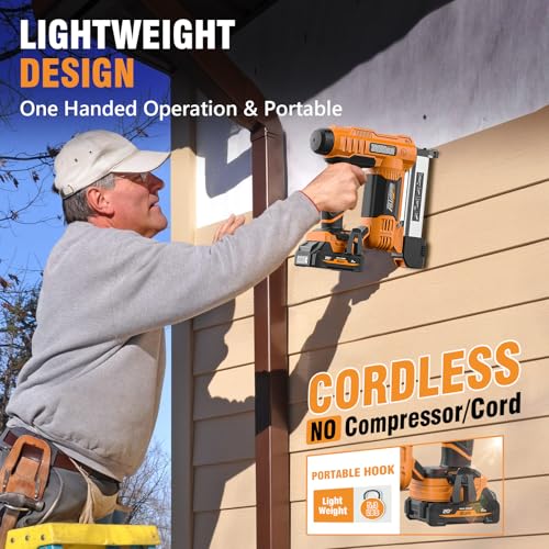 Alloyman 2 in 1 Cordless Brad Nailer/Electric Stapler with 2.0Ah Battery and Charger,1000pcs Nails and 500pcs Staples Included for Home Improvement & Woodworking thumbnail 3