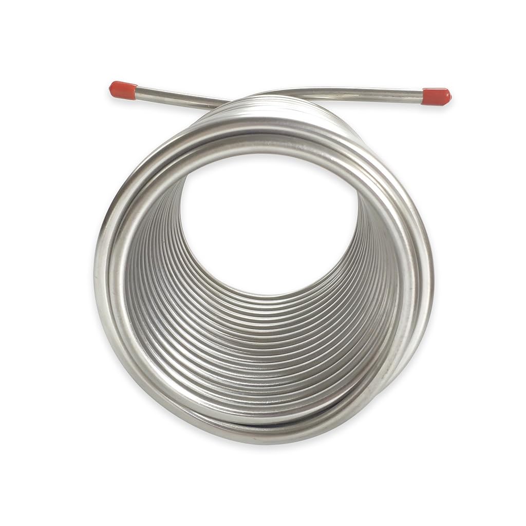 Enfriador de mosto - Enfriador de mosto de agua y cerveza, serpentín de enfriamiento de doble capa de 14 m de largo, acero inoxidable 304 de grado alimenticio, serpentín de enfriamiento de cerveza for