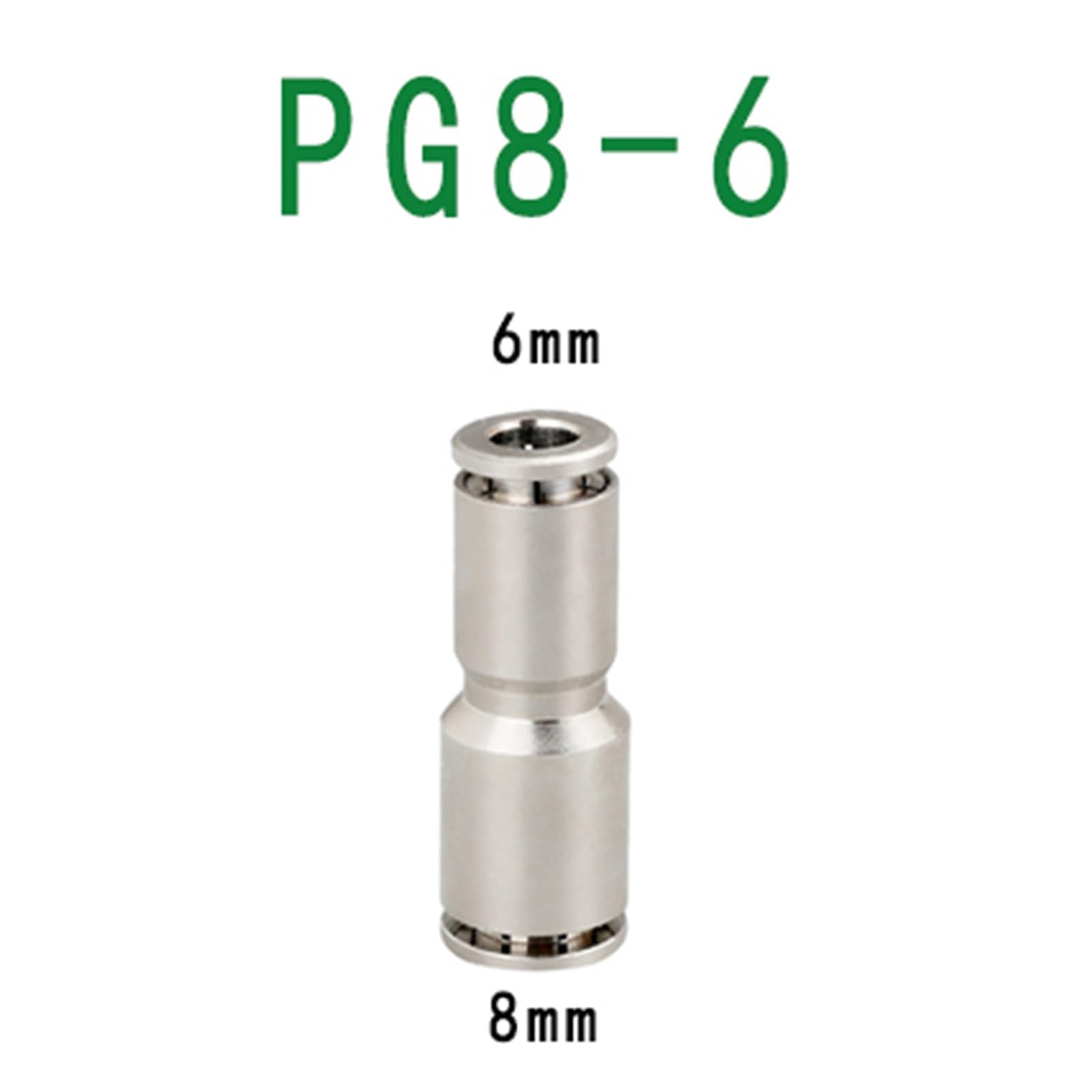 Attacchi rapidi a passaggio rettilineo， 2 pezzi PU PG ottone metallo raccordo rapido pneumatico 4-12 mm applicare tubo compressore aria connettore ad alta pressione(Pg8 6)
