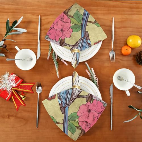 Servilletas de tela cuadradas Spring Birds set de 6 miniatura 4