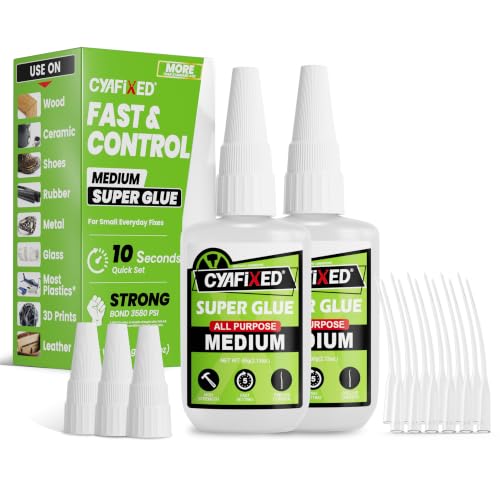 Image of Fast Controlled Super Glue Pro Kit 120 Gram, Medium CA Glue with Anti-Clog Caps & Precision Microtips for Woodworking, Crafts, All-Purpose Cyanoacrylate Adhesive for Ceramic Plastic Glass Shoe Repair