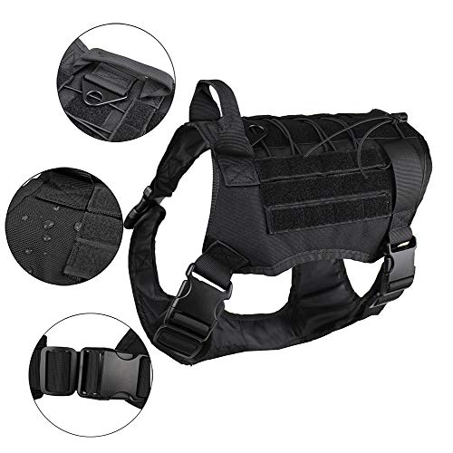zuoxiangru Tactical Service Dog K9 Working Dog Vest Outdoor Training Hunting Water-Resistant Military Patrol Dog Harness with Handle (XL, Black) - Thumbnail 4