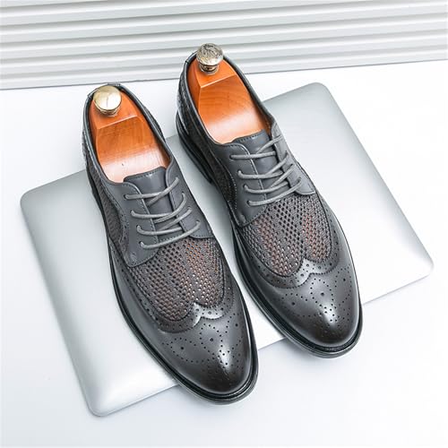 Mens Hollowed Leather Lace Up Brogue Dress Oxford Shoes Summer Casual Lightweight Wingtip Derby Shoes for Formal Business Dress Wedding3