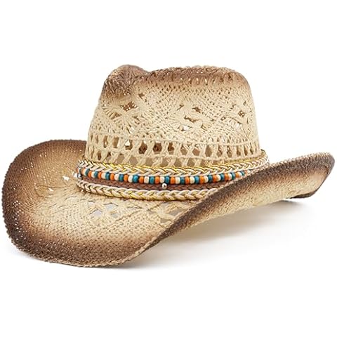 Melesh Unisex Straw Cowboy Hat Cover