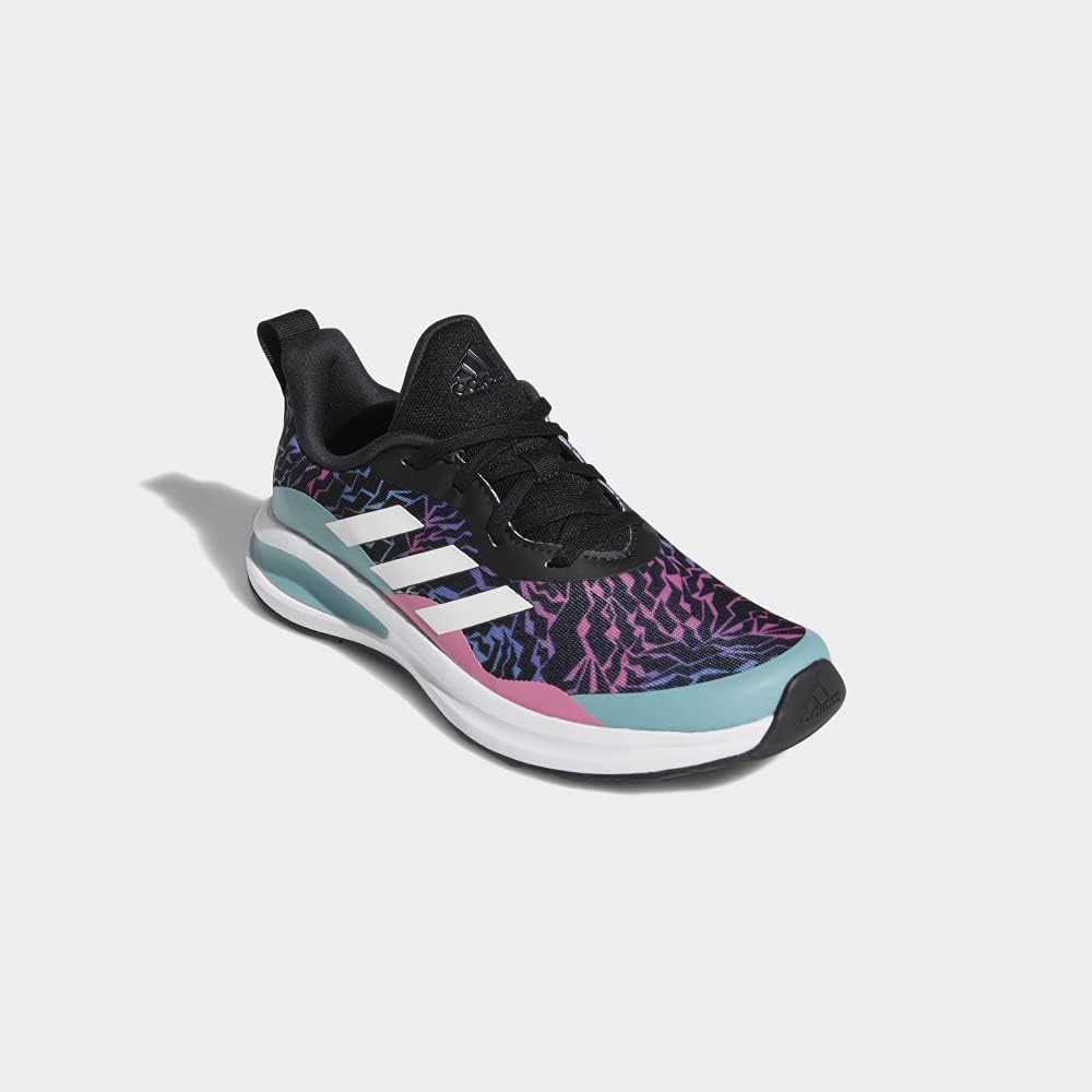 adidas Fortarun Running Shoe, Black/White/Mint Ton, 4.5 US Unisex Little Kid