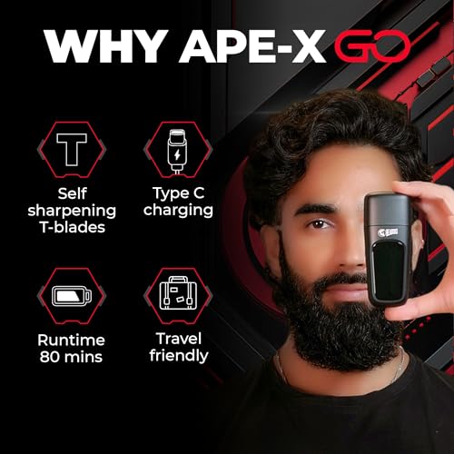 Image of Beardo Apex Go Trimmer for Men - 80-Min Run Time - Powerful 5500 RPM motor - Compact Travel-Friendly Design - Self-Sharpening Blades, 3 Comb Attachments, Type-C Charging, Digital Display | Gift For Brother & Friends