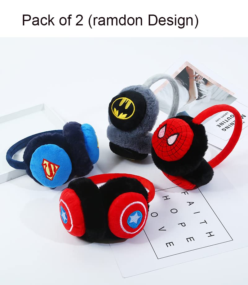 Accery Kids pack of 2 Premium soft Superhero Winter Warm Earmuffs (assorted design)