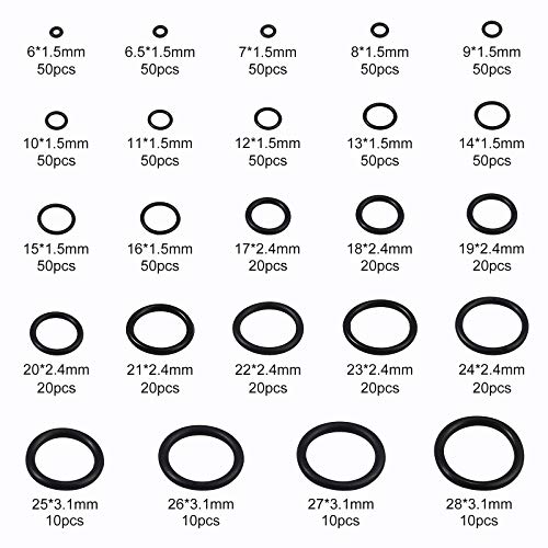 image for AUTOUTLET 24 Sizes 800Pcs Nitrile Rubber NBR O-Ring Gasket Ring Assort