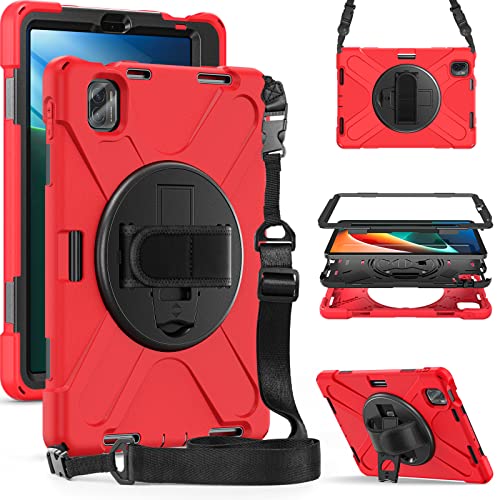Coque Xiaomi Mi Pad 5 antichoc rouge 3 couches avec support et protection écran