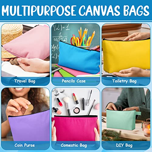 40 Pcs Canvas Makeup Bags Bulk Travel Cosmetic Pouch With Zipper Compact Portable Small Traveling Zippered Toiletry Organizer Plain Blank Colored Pencil Carrying Case In 20 Colors (9.8 X 5 X 2 Inch) #TOP4