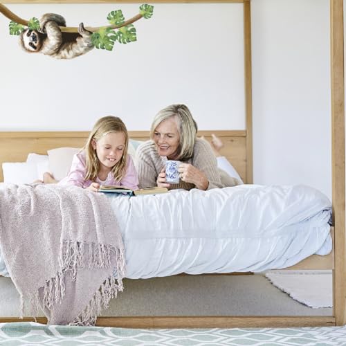 SUPERDANT Cute Sloth Wall Stickers Tropical Plants Animals Wall Decal Sloth on the Trunk Sticker for Kids Toddler Room Nursery Bedroom Living Room DIY Art Home Decor Murals - Image 4