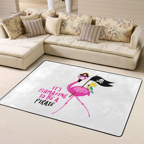 It's Flamazing to Be A Pirate Area Rugs para decoración de sala de estar, alfombras suaves y lavables para dormitorio, alfombra de interior antideslizante para dormitorio, sala de estar, 63 x 48