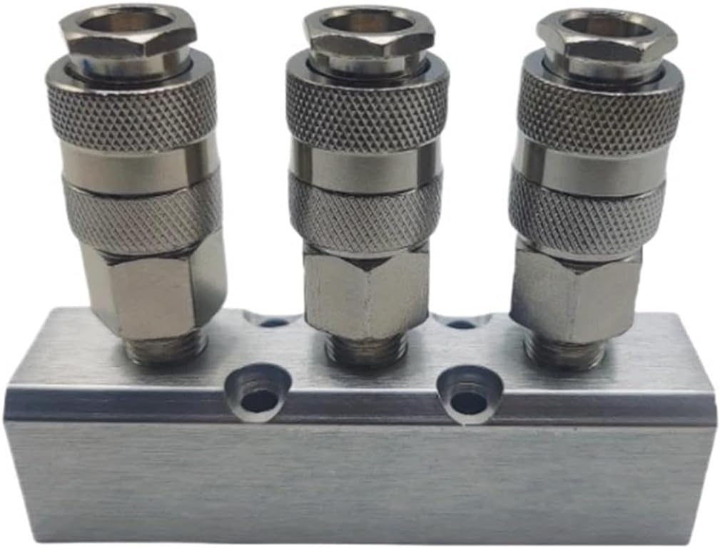 Large Flow Pump Tool Coupler Manifold Multi Splitter Air Gas Compressor Pneumatic Fitting Distributor for 1/4 Quick Connector(SML-3 EU SM20)