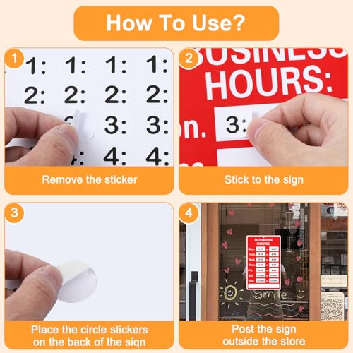 image for Ptwola 2 Piece Business Hours Sign Self-adhesive Open Close Sign Store