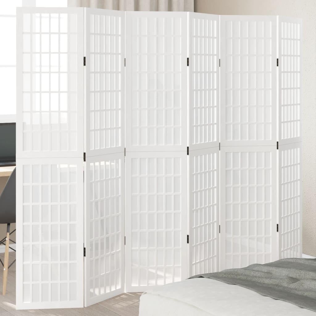 Cloison de séparation amovible en paulownia blanc et grand paravent de chambre 6 volets