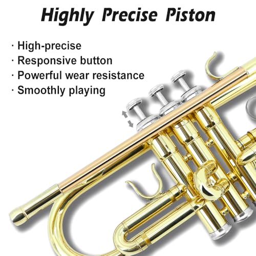 bb trumpet for beginners standard b flat trumpet with 7c mouthpiece hard case gloves amp cleaning cloth student brass instrument golden