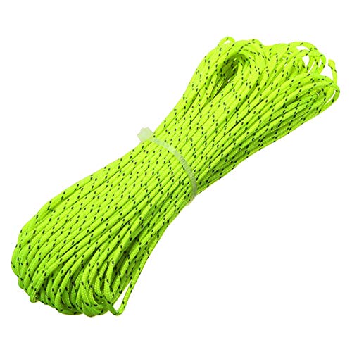 ThreeBulls 1.8mm Fluorescent Reflective Guyline Tent Rope Camping Cord Paracord 65 Feet (Green, 20m)