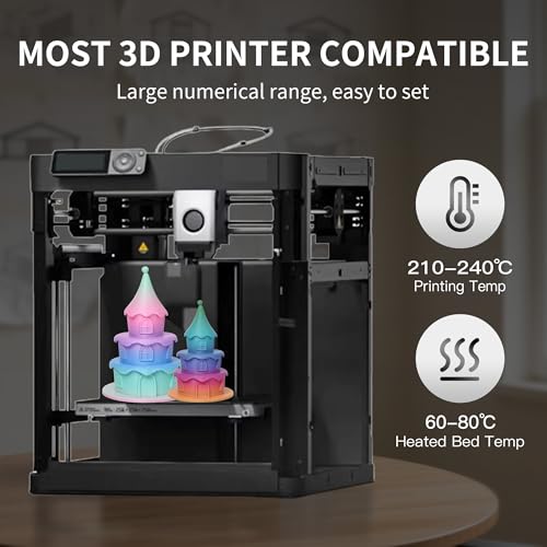 Image of RAMBERY Matte Rainbow PLA 3D Printer Filament Bundle, 10 Colors Total 10kg, 1.75mm Multicolor Gradient 3D Printing Filament for Most FDM 3D Printers, 1KG Spool (2.2lbs) x 10 PCS