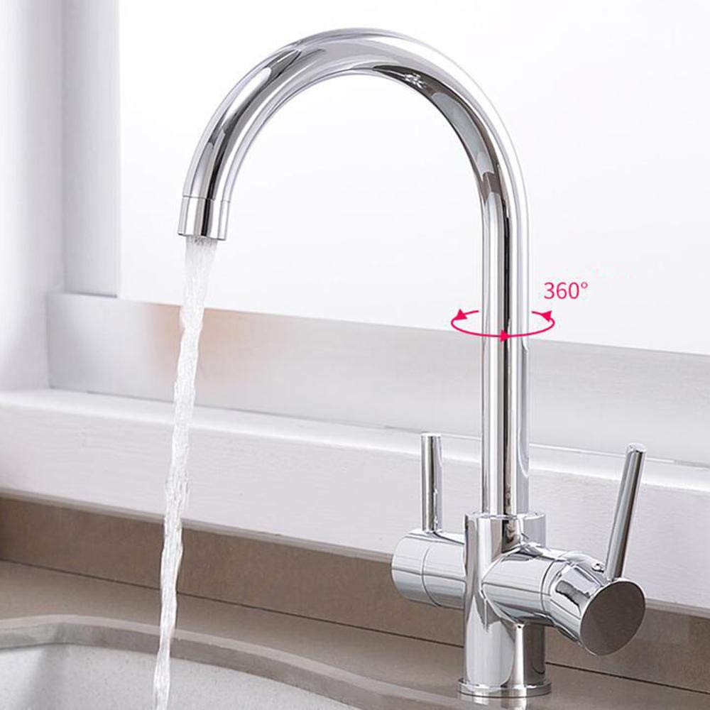 3-Wege-wasserfilter-küchenarmatur, verchromtes Messing, 3-in-1-wasserhahn, heißes und kaltes direkttrinken, Filtration, küchenarmaturen-b